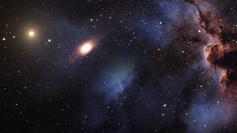 En-Orión-Nebulosa-Y-Galaxia,-Bucle-De-Animación