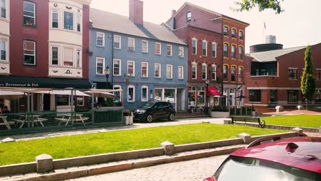 Una-Escena-Del-Antiguo-Puerto-En-Fore-Street-Portland,-Maine.