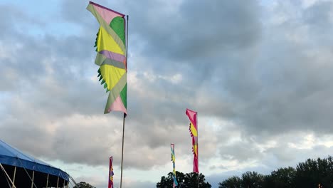 Fluorescent-Festival-flags-waving-in-the-wind-at-Truck-Festival-2023