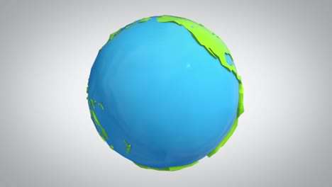 Animation-Der-Rotierenden-Erde,-Die-Den-Steigenden-Meeresspiegel-Im-Cartoon-Stil-Visualisiert