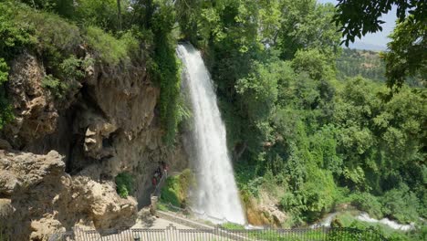 Edessa-waterfalls-summer-sunny-day-Forest-vegetation-Greece-park-rocks-cliff