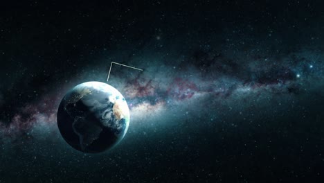 Acercándose-Al-Planeta-Tierra-Mostrando-Información-Planetaria-Por-Escrito