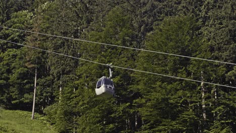 Cable-car-ascending-uphill-past-green-forests