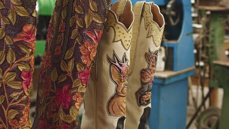 Artisanal-Touch:-Close-Up-of-Leather-Boots-Workshop-and-Factory-Manufacturing