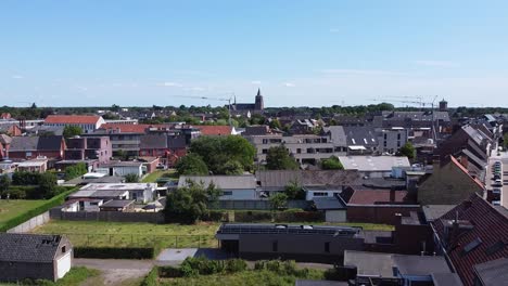 Aerial-view-of-the-center-neighbourhood-of-Lommel,-Limburg,-Belgium