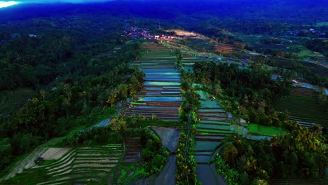 Nestled-amidst-Bali's-breathtaking-landscapes,-the-Jatiluwih-rice-terraces-and-village-present-a-harmonious-symphony-of-rural-charm