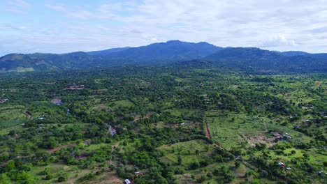 Panoramic-Aerial-View-Of-Countryside-Landscape-Densely-Covered-With-Vegetations