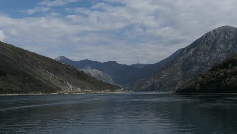 Beautiful,-calm-sea-and-mountain-range-view,-Kotor-Bay-area,-Montenegro
