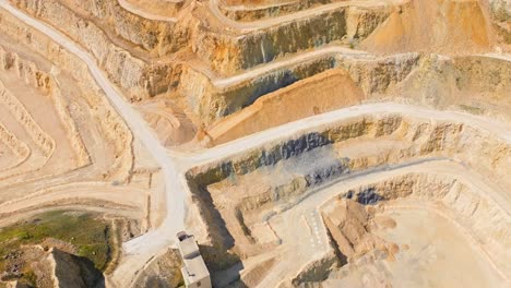 Terraced-Limestone-Quarry-In-Summer---aerial-drone-shot