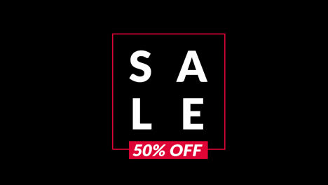 Sale-50%-off-animation-motion-graphic-video.-Promo-banner,-badge,-sticker.-50-percent-off-Royalty-free-Stock-4K-Footage-with-Alpha-Channel