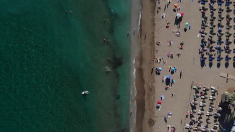 Drone-top-shot-of-the-beach-in-Marbella