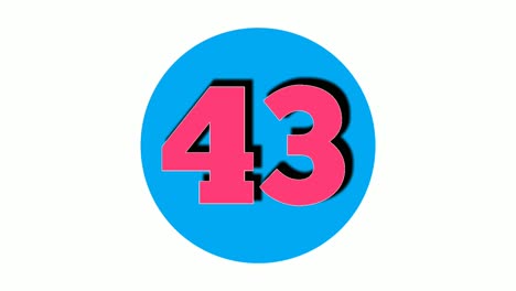 Número-43-Cuarenta-Y-Tres-Símbolos-De-Signo-Animación-Gráficos-En-Movimiento-Color-Rojo-Sobre-Fondo-Blanco,-Número-De-Video-De-Dibujos-Animados-4k-Para-Elementos-De-Video