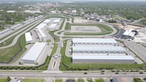 M1-Concourse-race-track-facility-and-circuit,-aerial-drone-view