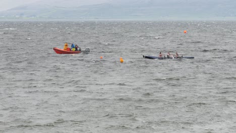 Slow-motion-view-of-champion-currach-boat-rowers-in-galway-bay-ireland