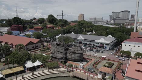 Aerial-orbits-replica-tall-ship-Maritime-Museum-on-Malacca-waterfront