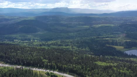 Aerial-Adventure-Exploring-the-Wilderness-Along-Yellowhead-Highway-16-Near-Smithers,-BC