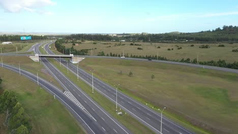 Aerial-drone-of-highway-bridge-junction-interchange-crossing-road