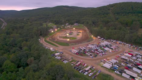 Kart-Racing-Drone-Aerial-view-of-the-Motorsport-Penn-Can-Speedway-in-Susquehanna-Pennsylvania