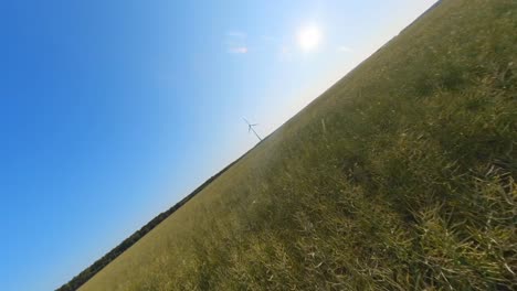 Turbina-De-Parque-Eólico-En-Los-Campos-Agrícolas-En-Un-Día-Soleado-De-Verano