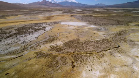 Aerial-view-of-Parinacota-volcano,-Chile---reveal,-drone-shot