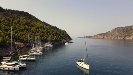Scenic-port-in-Asos,-Kefalonia-Greece-on-a-beautiful-summer-morning,-sunrise