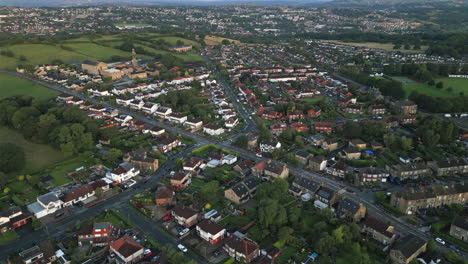 High-Establishing-Drone-Shot-Over-Calverley-Village-on-Overcast-Day