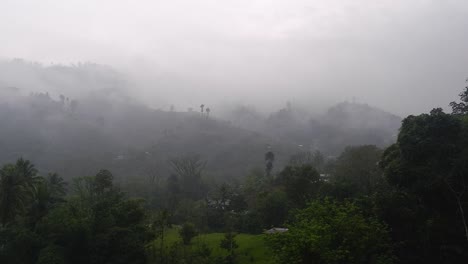 Steady-rain-in-low-cloud-lush-village-jungle-in-Guatemala-mountains