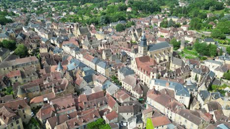 Sarlat-La-Caneda-Dordogne,-Francia-Drone,-ángulo-Alto-Aéreo