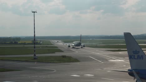 KLM-International-Airlines-airplane-prepares-at-the-airport-in-Prague-to-take-off