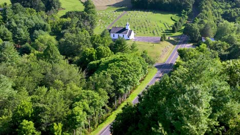 aerial-creep-in-over-treetops-to-church-chapel-near-fries-virginia