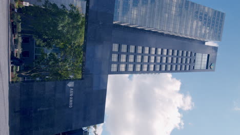 Vertical-View-Of-High-Rise-ABN-AMRO-Bank-Building-In-South-Axis,-Amsterdam,-The-Netherlands