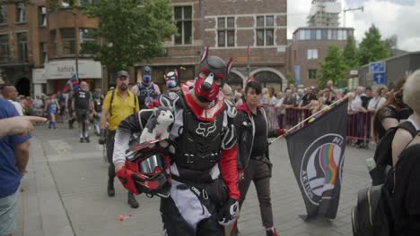 Man-wearing-dog-costume-during-the-Antwerp-Pride-Parade-2023-in-Belgium