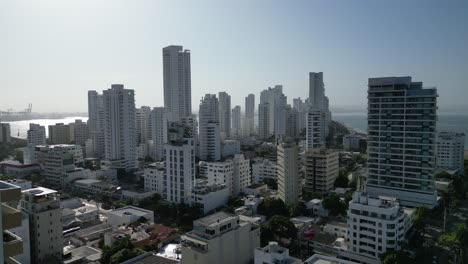 Descending-drone-shot-in-downtown-Cartagena-Colombia
