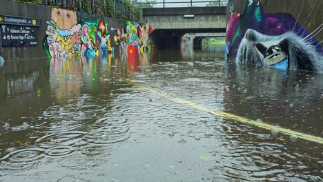 Heavy-rain-causes-flooding-in-a-underpass-in-Molndal