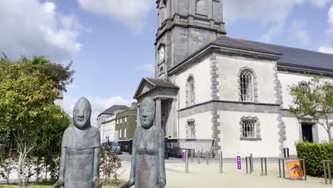 Viking-triangle-Waterford-panning-up-to-the-spire-of-Christ-Church-Cathedral-on-a-warm-summer-day