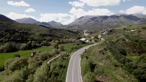 Drone-4K.-Road-in-Crete,-Greece