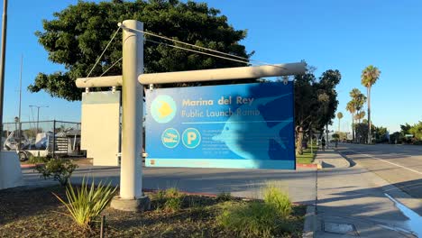 Entry-sign-for-Marina-Del-Rey-boat-launch-ramp-in-California-city