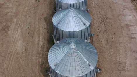 Drone-shot-of-towering-grain-silos-in-northern-British-Columbia