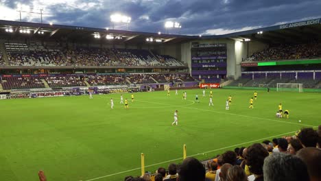 Wide-angle-view-of-football-team-Union-Saint-Gilles-playing-in-the-Europa-League-against-Lugano