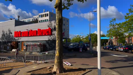 Fallen-gates-in-the-parking-lot-for-a-supermarket-in-Amsterdam-North