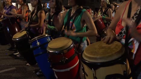 Young-happy-woman-do-a-percussion-choreography,-protest-for-female-reproductive-rights