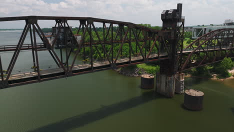 Junction-Bridge-In-Little-Rock,-AR,-USA---aerial-drone-shot