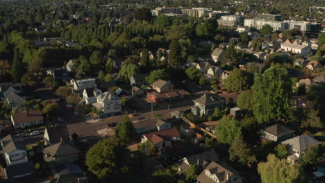 Aerial-shot-over-green-neighbourhood-north-east-Portland-Oregon