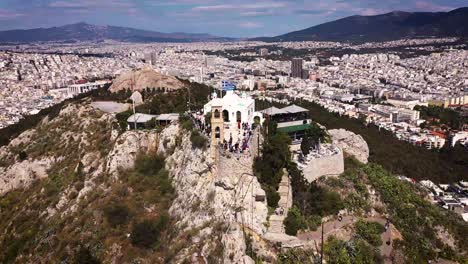 Lycabettos-the-highest-hill-in-Athens-view-from-birds-eye-view-filmed-by-Drone