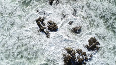Aerial-Sandy-Tropical-Beach-and-Sea-Green-Sea-Waves-Aerial-View