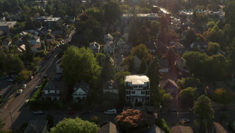 Aerial-shot-over-wealthy-single-family-homes-in-Portland-Oregon