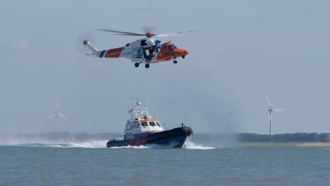 Person-Winched-from-KNRM-Lifeboat-to-Coastguard-Helicopter-at-Sea