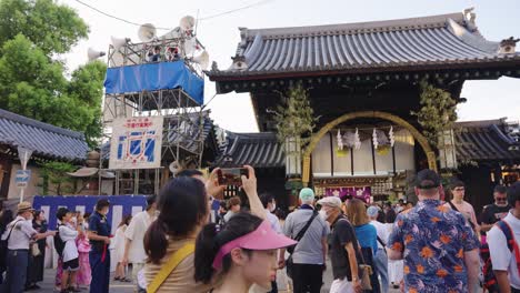 Japanese-People-Gathering-at-Tenmangu-Shrine-for-Festival-in-Summer