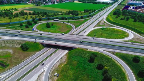 aerial-view-of-highway-system,-transportation-infastructure,-4k