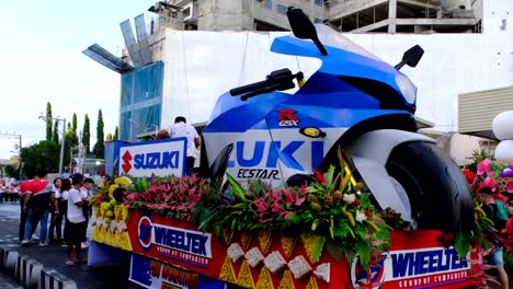 A-motorbike-decorated-with-flowers-on-a-street-parade